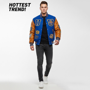 Veste de baseball vintage tendance pour homme en laine biologique avec manches en cuir et patch Tigre MVP, style streetwear et universitaire - Product Image 5