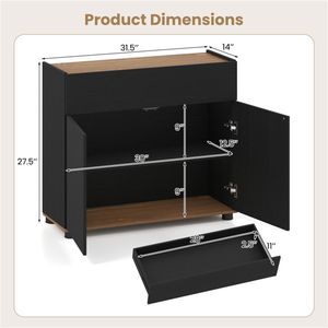 Credenza Ecologica in Teak e Quercia da 80 cm per Cucina e Sala da Pranzo con Ante Push-to-Open - Product Image 3