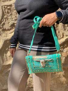 Bolso de cuero de piel metálica, bolso cruzado de estilo occidental, bolso de mano tallado con correa, bolso de estilo occidental - Product Image 5