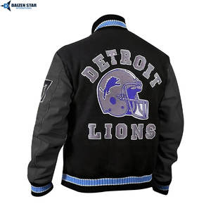 High Quality Custom Letterman Varsity Jacket for Brands OEM ODM Wholesale Streetwear Embroidery Wool Body Leather Sleeves - Product Image 5