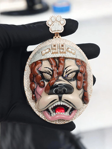 Collier de déclaration Hip Hop de luxe plaqué or rose et argent, avec pendentif visage de Jésus entièrement serti de moissanite - Product Image 3