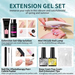 Limegirl 15ml Quick Extension Gel Manicure Set 6W LED Lamp White Clear Pink Hard Gel Semi-Permanent Nails <b>Tool</b> <b>Makeup</b> Nail Care - Product Image 5