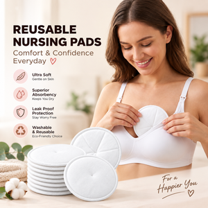 <b>Organic</b> Bamboo Fiber Reusable Nursing <b>Pads</b> | Washable Breastfeeding <b>Pads</b> | Soft Absorbent Leak Proof Breast <b>Pads</b> for New Moms - Product Image 4