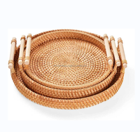 Plateau de service en rotin artisanal, plateau alimentaire tissé naturellement, fabricant en gros, personnalisé, écologique, pour la maison, le restaurant, la cuisine