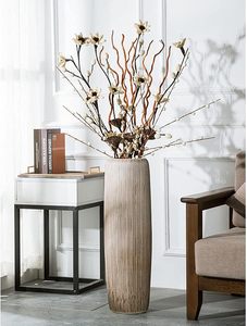 Florero de Bambú Texturizado Moderno, Soporte Decorativo Grande para Flores, Decoración del Hogar, Sala de Estar, 4"-6" de Diámetro - Product Image 1