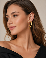 Boucles d'oreilles pendantes en laiton plaqué or pour femme, bijoux tendance minimalistes, design abstrait feuille, vente en gros