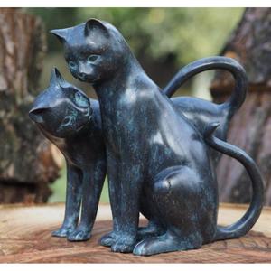 Figurines de chats amoureux en métal finition patine verte antique, lot de 2, pour la décoration de la maison et du jardin - Product Image 6