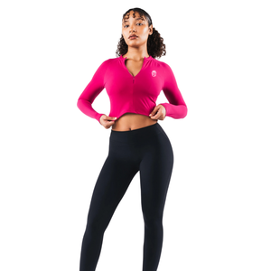 Soutien-gorge de sport pour femme à manches longues et fermeture éclair sur le devant, coupe courte, extensible, pour yoga, gym, entraînement, maintien et performance, vêtement de sport actif - Product Image 3