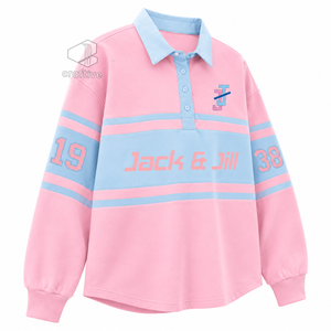 เสื้อรักบี้ลายทางสำหรับผู้หญิง Jack And Jill Of America แขนยาว คอปกโปโล ปักลายกราฟิก สีบล็อก - Product Image 2
