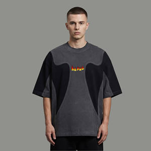Men's Regular Fit Short Sleeve Solid T-<b>Shirt</b> with <b>Flame</b> Logo Contrast Panel High Street O-Neck Canvas T-<b>Shirt</b> - Product Image 5