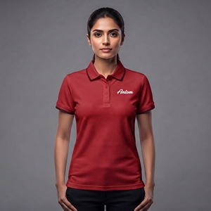 Custom Logo <b>Women</b> <b>Polo</b> <b>Shirt</b> <b>White</b> Maroon Tipped Collar Short Sleeve Cotton Pique Embroidered Uniform Golf <b>Polo</b> Wholesale - Product Image 6
