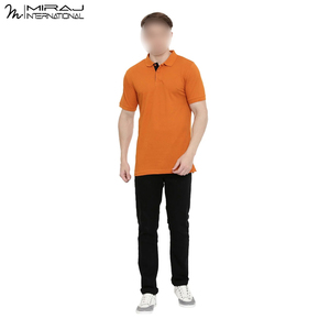 New Trendy Breathable Comfortable Wholesale Price Newest Design Men <b>Orange</b> Color Half Button <b>Polo</b> Shirt For Men Casual Wear - Product Image 4