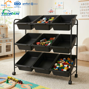 IMade in Taiwan ISO9001 BSCI 9-Bin Rolling Toy Storage <b>Trolley</b> Multifunctional Organizer for Home - Product Image 2
