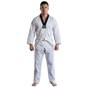 Uniforme de Taekwondo para Hombre, Blanco, 100% Algodón, Transpirable, Corte Regular, Ropa de Artes Marciales para Adultos, Logotipo Frontal - Product Image 1