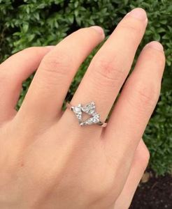 Mountain Moissanite Engagement <b>Ring</b> Geometric 14K Gold Plated <b>925</b> Sterling <b>Silver</b> Dainty Luxury for Anniversary & Wedding - Product Image 2