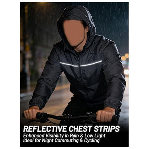 <b>Mens</b> Rain <b>Jacket</b> & Coats <b>Packable</b> Lightweight <b>Waterproof</b> Windbreaker Hooded for Golf Cycling Hiking Outdoor Breathable Casual - Product Image 2