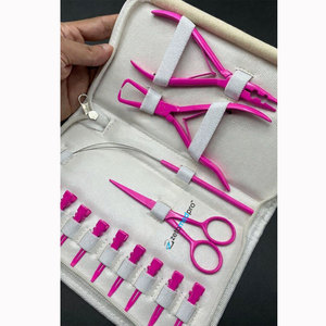 Hot Pink Hair Extension Tools Kit 2 Hole <b>Plier</b> Sustainable Stainless Steel Bead Opener <b>Plier</b> with <b>Small</b> Clips ,Scissor and Loop - Product Image 6