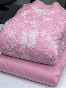 Malty Dobby Embroidered Chiffon Fabric 100% Polyester Breathable Eco-Friendly Wedding Customized Color Textile Supply Exports - Product Image 5