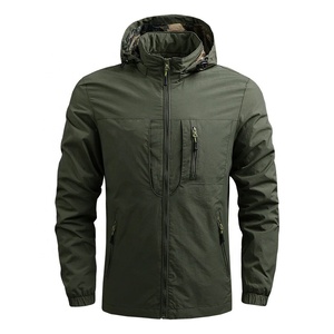 Men's Casual Canvas Windbreaker with <b>Stand</b> Collar Wholesale Varsity Jacket for Spring Season Waterproof Bomber Regular Sleeve - Product Image 1