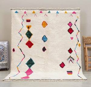 Alfombra Marroquí de Lana Anudada a Mano, Beni Ourain, Alfombra Tribal Hecha a Mano, Tamaño Personalizado, Venta al Por Mayor - Product Image 1