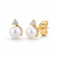Boucles d'oreilles minimalistes en argent sterling S925 avec perles et zirconiums cubiques plaqués or 14 carats pour femmes, à porter au quotidien