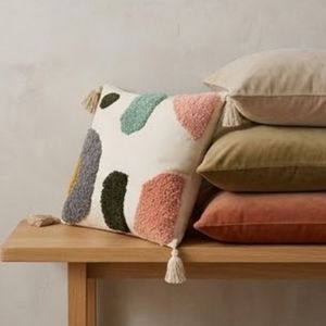 Geometric Tufted Throw <b>Pillow</b> <b>Square</b> Bohemian Style Decorative Cushion with Tassels Multicolor Pattern Textile Cover For Sale - Product Image 6