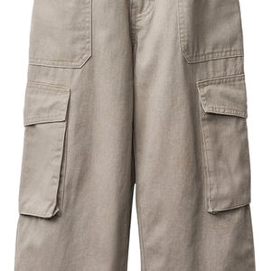 Jean cargo en coton respirant de haute qualité avec taille ajustable, pantalon cargo en denim, mode moderne, jambes larges, pantalon utilitaire personnalisé - Product Image 5