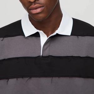 Polo de Manga Larga con Logotipo Personalizado de Alta Calidad, Transpirable, con Cuello a Rayas Estilo Rugby para Hombre, Liso Teñido, Impresión Digital - Product Image 5