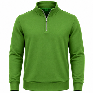 Pull-over pour homme en maille unie verte respirant avec logo frontal, coupe classique, manches longues, col montant, idéal pour l'hiver - Product Image 4
