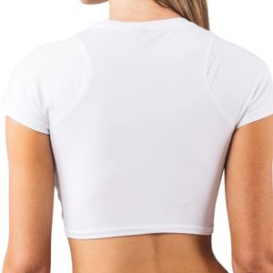 T-shirt court blanc à manches courtes pour femme, idéal pour la gym, le fitness, le yoga, l'entraînement, le sport, respirant et performant - Product Image 6