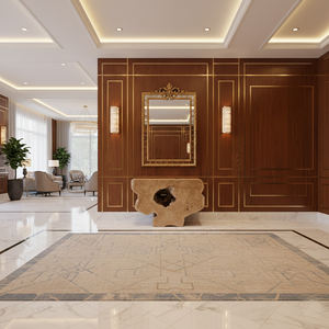 Table console durable en bois de teck recyclé sculpté à la main, design abstrait éco-responsable, best-seller pour couloir - Product Image 5