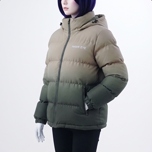 Veste matelassée à capuche pour femme Hawk Eye, manteau d'hiver bicolore, épais et chaud, fermeture éclair sur le devant, couleur unie, vêtement d'extérieur - Product Image 6