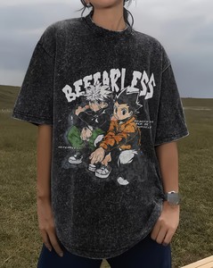 เสื้อยืดโอเวอร์ไซส์ลายอนิเมะ พิมพ์ลายลำลองสำหรับผู้หญิง ทรงหลวม เป็นมิตรกับสิ่งแวดล้อม น้ำหนักเบา รับสกรีนโลโก้ ผ้าโพลีเอสเตอร์ผสมคอตตอน 240 - Product Image 1