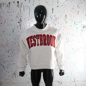 Sudadera WESTBROOK BLANCA con Cuello Alto, 100% ROJA, Apliques Bordados, Cuello Ancho, Hilos Finos - Product Image 3