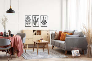 Art mural esthétique en métal de vesce Cadre en métal de luxe moderne avec design végétal Parfait pour la chambre à coucher, le bureau et la décoration intérieure. - Product Image 4