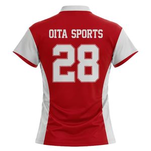 Maillot de football pour femmes à col en V, rouge et blanc, manches courtes, haut confortable, vêtements de sport, maillot de football personnalisé pour l'entraînement en équipe et les matchs - Product Image 2