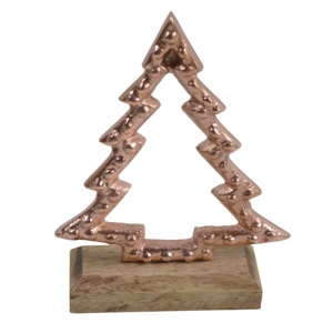 Décorations d'angle au design finition cuivre brillant, idéales pour Noël et les fêtes, avec base en bois brun. - Product Image 2
