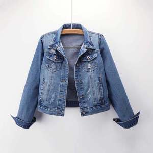 เสื้อแจ็คเก็ตยีนส์สีฟ้าอ่อนสำหรับผู้ชาย ขายส่ง แบบลำลอง ติดกระดุม ทรงปกติ ผ้าสโตนวอช สีพื้น ทอเรียบ สำหรับฤดูใบไม้ผลิ - Product Image 1