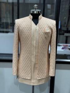 Luxury Men’s Embroidered Indo Western Sherwani Jacket <b>Set</b> | Wedding Designer Bandhgala <b>Blazer</b> for Groom & Ethnic Wear Export - Product Image 6