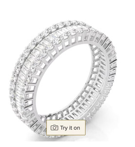 Anillo de Eternidad de Diamantes Cultivados en Laboratorio de Lujo, Oro Blanco de 10K, Corte Baguette, Chapado en Rodio, Certificado IGI, Anillo de Aniversario de Bodas - Product Image 3