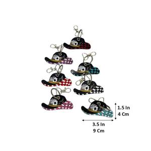 Porte-clés Chapeau de Cowboy en Cuir de Vache Véritable Fait Main, Motif Damier Western Rodeo, Clip à Clés, Cadeau pour Hommes et Femmes - Vente Chaude - Product Image 3