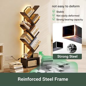 Libreria a 6 Ripiani Estensibile con Luce LED, Scaffale Angolare Moderno per Soggiorno, Camera da Letto, Ufficio, Nero - Product Image 5