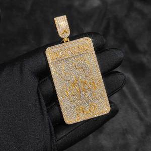 Collar de Plata 925 con Colgante Rectangular de Diamante Cultivado en Laboratorio, Diseño de Billete de Dinero, Estilo Hip Hop, Joyería de Lujo - Product Image 4