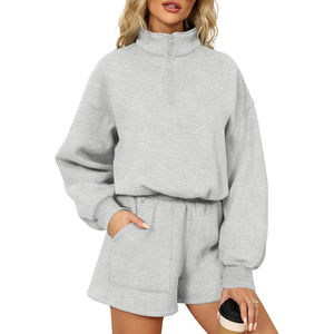 Ensembles Athleisure Personnalisés : Survêtements en Coton Deux Pièces, Ensemble Hoodie et Short Effet Délavé au Soleil - Product Image 4