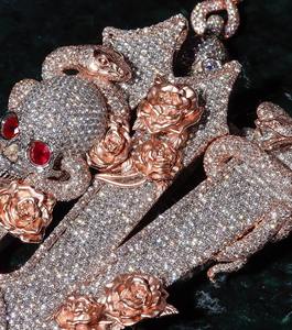 Colgante Personalizado con Letra 'N' con Incrustaciones de Diamantes, Motivos de Serpiente y Calavera, Engaste Personalizado, Colgante Hip Hop, Moissanita VVS1 D - Product Image 6