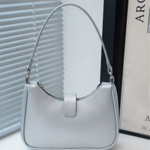 Bolso de Hombro de Piel Sintética Plateada con Bordado de Moda, Cierre Superior Curvo, Bolso Bandolera para el Uso Diario y Viajes - Product Image 3