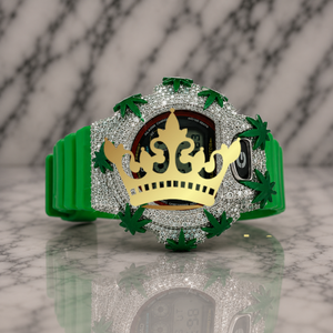Reloj Digital de Lujo con Diamantes, Correa Deportiva Verde, Diseño Completamente Adornado, Venta al Por Mayor de Fábrica - Product Image 2