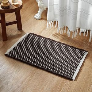 Tappetino da Bagno Super Assorbente Antiscivolo Stile Boho Marrone, Asciugatura Rapida, Design a Nido d'Ape, Tappeti da Bagno Stile Rustico Lavabili, Tappetini Bohémien - Product Image 1