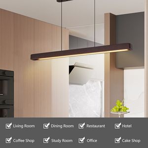 Lampadario a Sospensione LED Moderno da 39 Pollici in Legno di Noce, Lampada Regolabile per Sala da Pranzo e Soggiorno, Elegante Chandelier Color Noce - Product Image 6