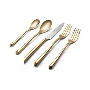 Ensemble de couverts tendance en laiton avec poignée en forme de feuille, fait main, cuillère, fourchette, couteau, service de table de luxe - Product Image 3
